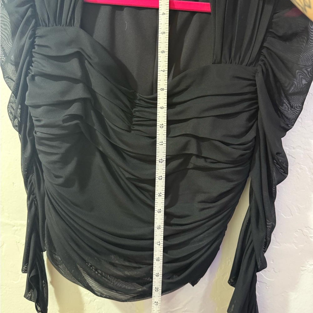Express Black Ruched Blouse - Picture 2 of 4